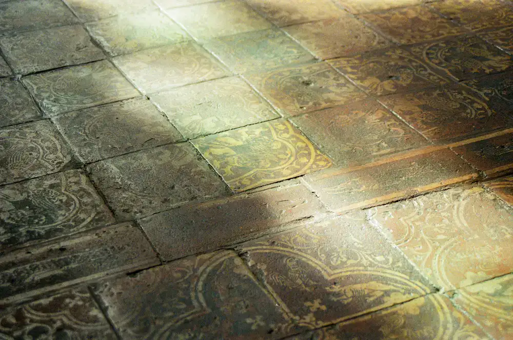 Warm terracotta unglazed floor tiles